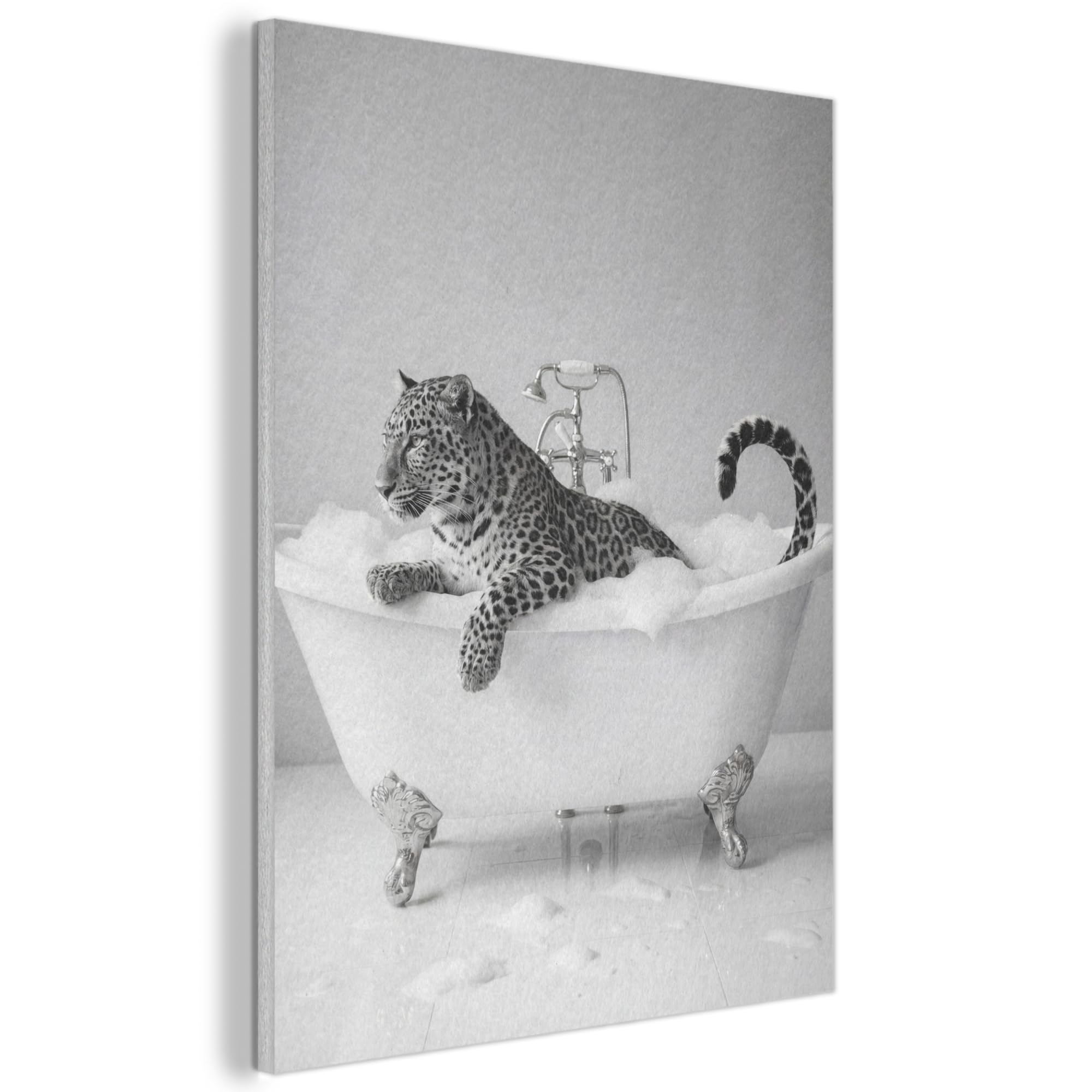 MuchoWow© Felt Panel 70x100 cm House Touch for Living Space Modern Visuals Decoration Wall Art Leopard - Bathtub - Minimalist
