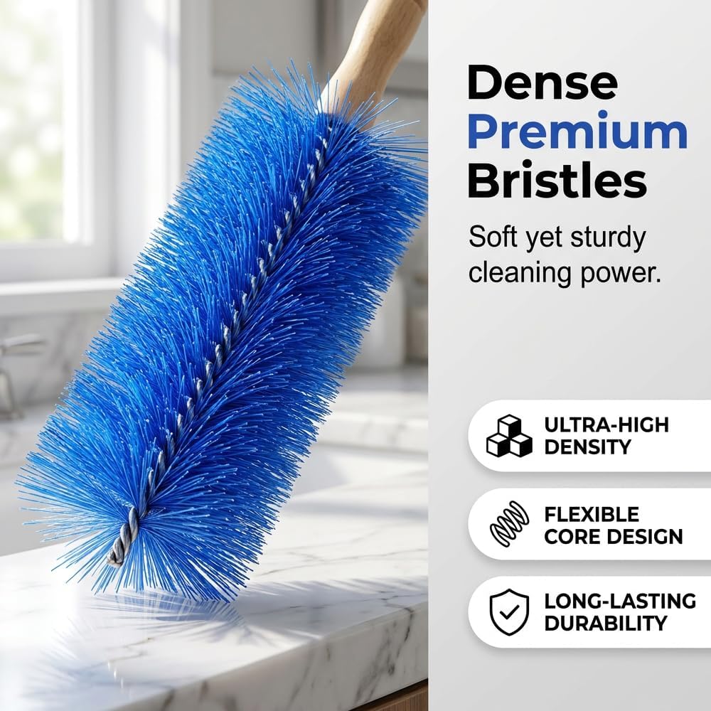 Cepillo de limpieza de ventilador, plumero flexible de microfibra para rejillas de ventilación de techo y persianas, limpiador lavable para el hogar y el coche, 9 pulgadas de longitud, herramienta