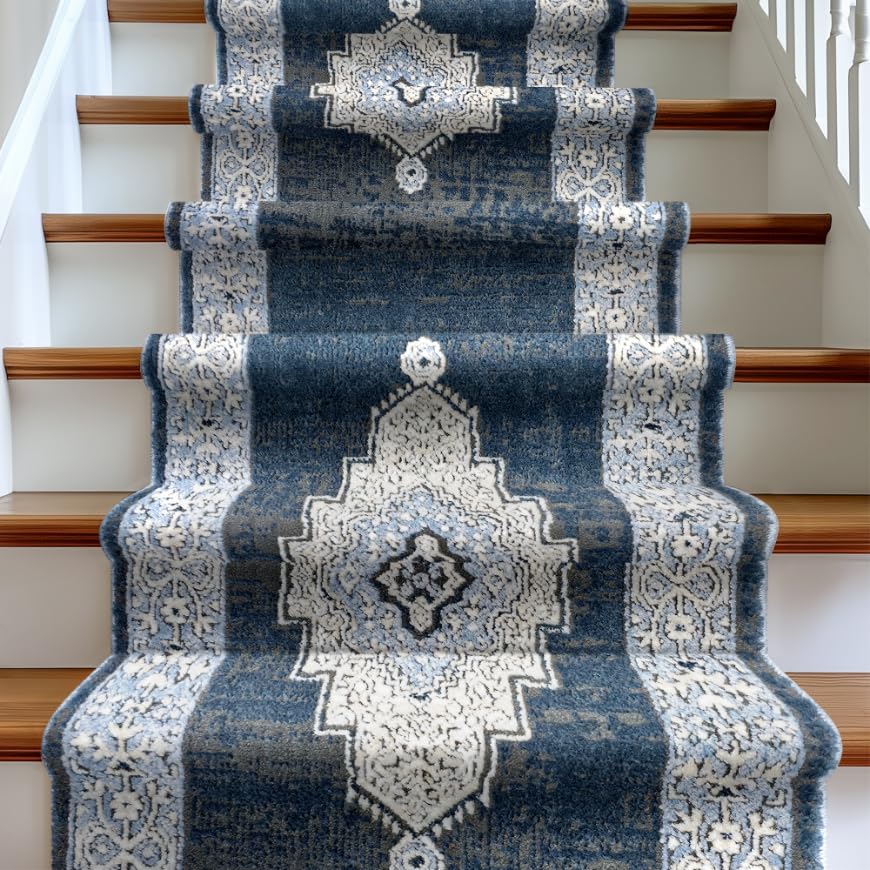 Well Woven Obsidian Midnight Blue Vintage Medallion Runner