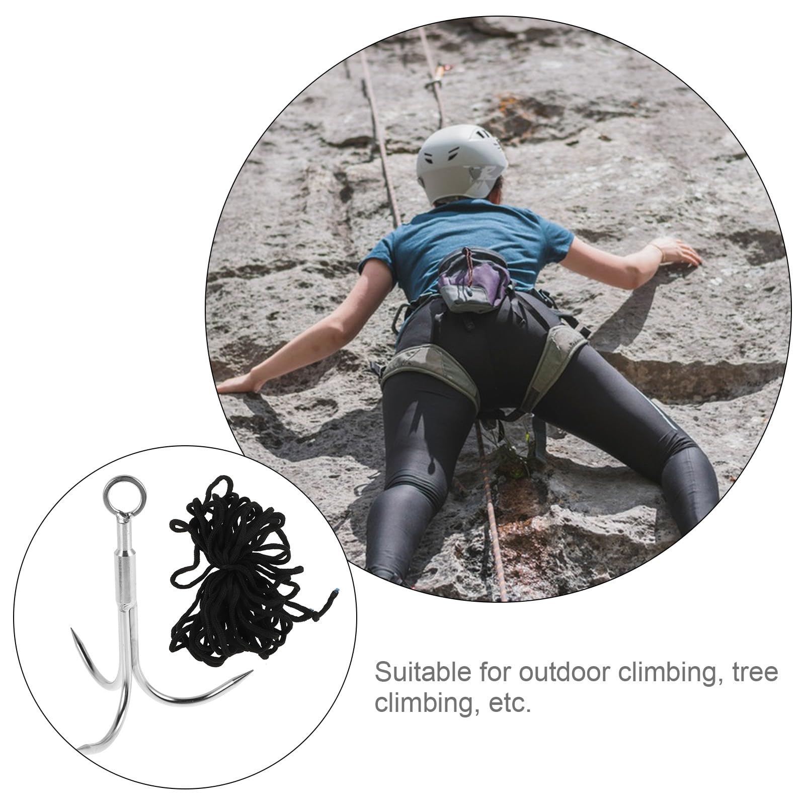 Gancho de Acero Inoxidable para Exteriores Cuerda de 10 Metros, Gancho de Tres Puntas para Pesca y Rescate, Herramienta de Agarre para Escalada y Camping, Color Aleatorio