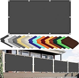 Schattiernetz mit Ösen 60 x 100 cm Wasserdicht Sonnenschutz Netz Premium Polyester, Segeltuch mit Ösen für Garten Terrasse Camping Balkon Outdoor, Dunkelgrau