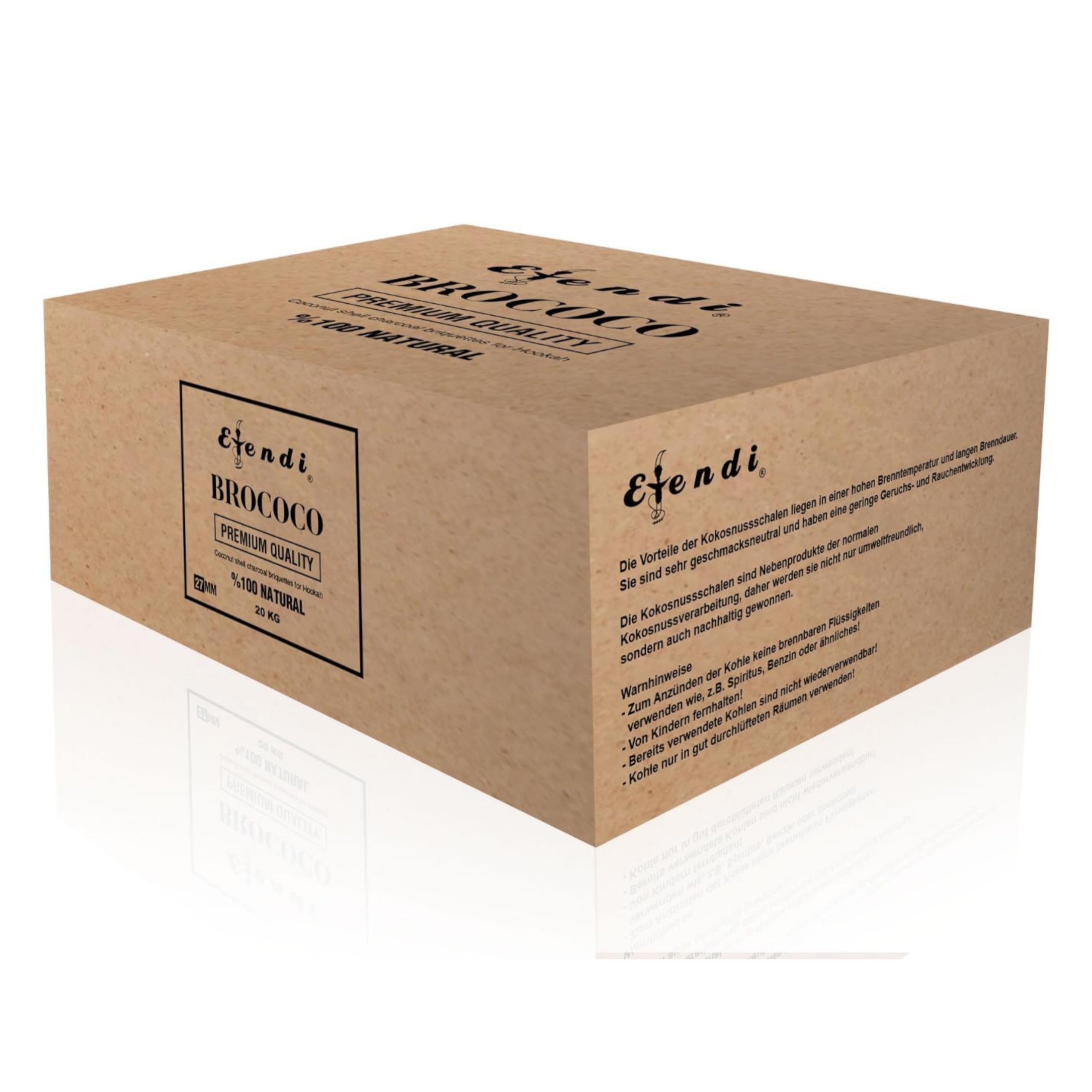 Premium Shisha Kohle 27mm – 100% Natur Kokosnusskohle – 54 Cubes – 20 kg Box – extra Lange Brenndauer, geringe Asche, geruchsneutral – Naturkohle für Shisha & Hookah