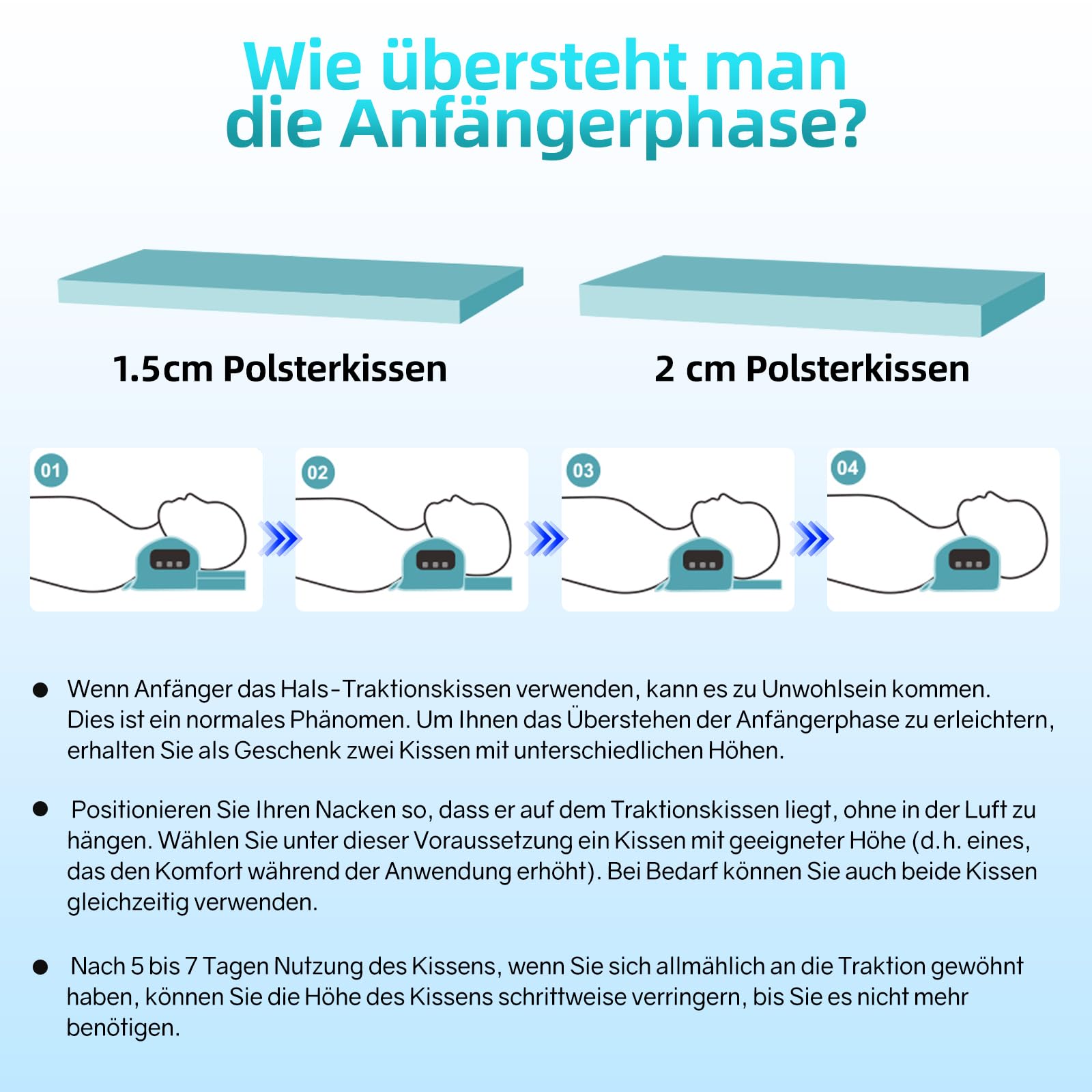 Nackenstrecker mit Wärmetherapie & Rotlichttherapie 660 nm & 850 nm, Verspannungen und Steifheit im Nacken lösen, mit 2 Polsterkissen, Nacken Traktionsgerät für Personen mit Nackenermüdung