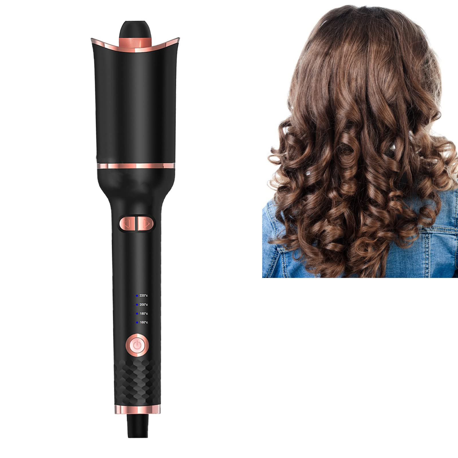 Auto Hair Curler, Anti-Tangle and Anti-Scald Automatic Curling Iron for Hair Styling, 1 Inch Automatic Hair Curler, Barrel Ideal for Mid Length Curling Lron for Hair Styling, Black