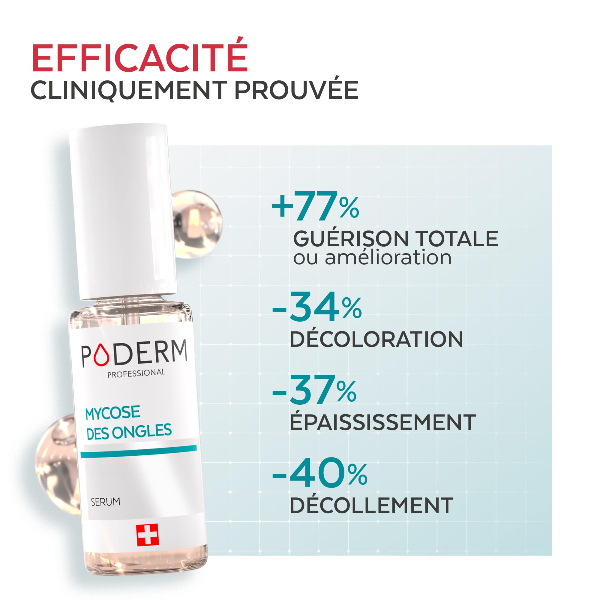 PODERM Sérum Mycose des Ongles + Vernis à Ongles Rose – Antifongique, Répare & Camoufle les Ongles Jaunis, pour des Ongles Visiblement Plus Sains | Développé par une Podologue | Swiss Made
