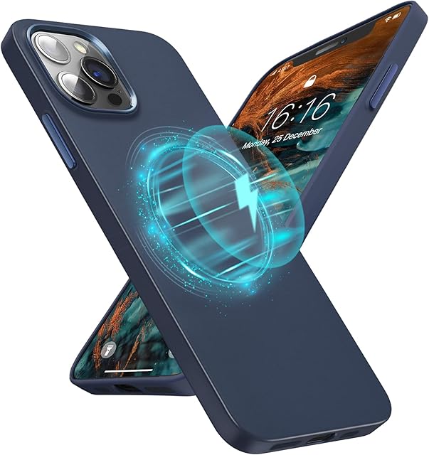 JASBON Magnetic Thin Case for iPhone 13 Pro,Ultra Slim Anti-scratch Matte Surface Hard PC Cover Designed for Magsafe Dust-proof iPhone 13 Pro Phone Case 6.1'',Ocean Blue