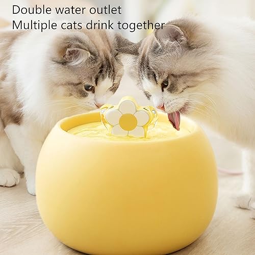 Miniatura 7 de Fuente de agua de cerámica para gatos, fuente automática de agua para mascotas de 1.5 L50 onzas, filtros y bombas incluidos, fuente para gatos ideal
