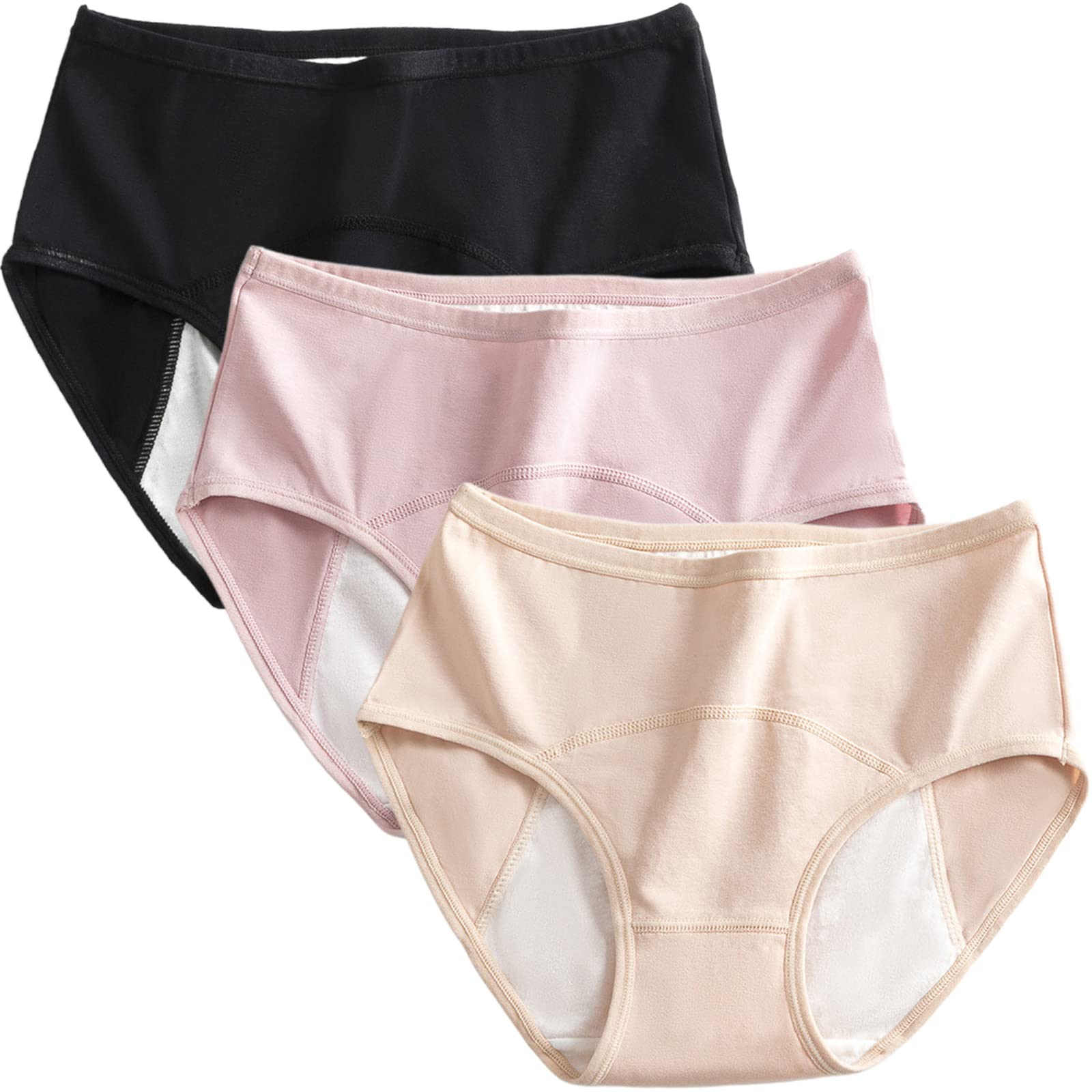 Dress CiciCotton Period Underwear, Women Leak Proof Panties 3PACK