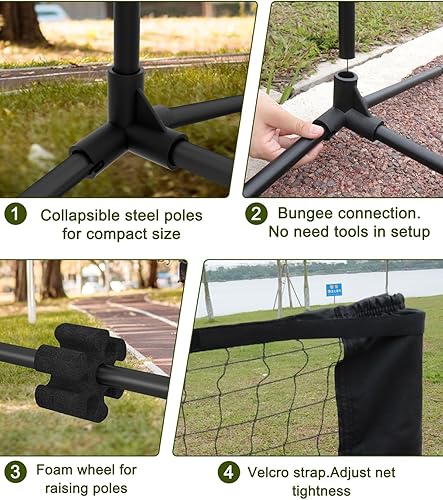 Miniatura 3 de NQV Pickleball Set with Net-10FT Half Court Size Pickleball Net+Wood Pickleball Paddles+Pickle Balls+Ball Retrievers+Pickleball Court Marking Kit,