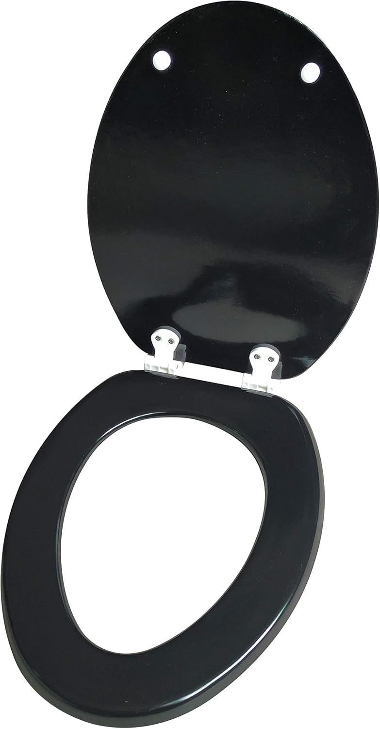 J&V Textiles Elongated Toilet Seat With Easy Clean & Change Hinge (Black)*