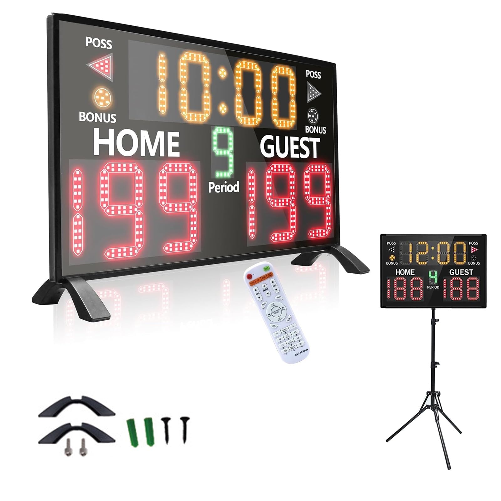 Marcador digital LED con control remoto, temporizador, zumbador para juegos de baloncesto, montaje en pared o mesa