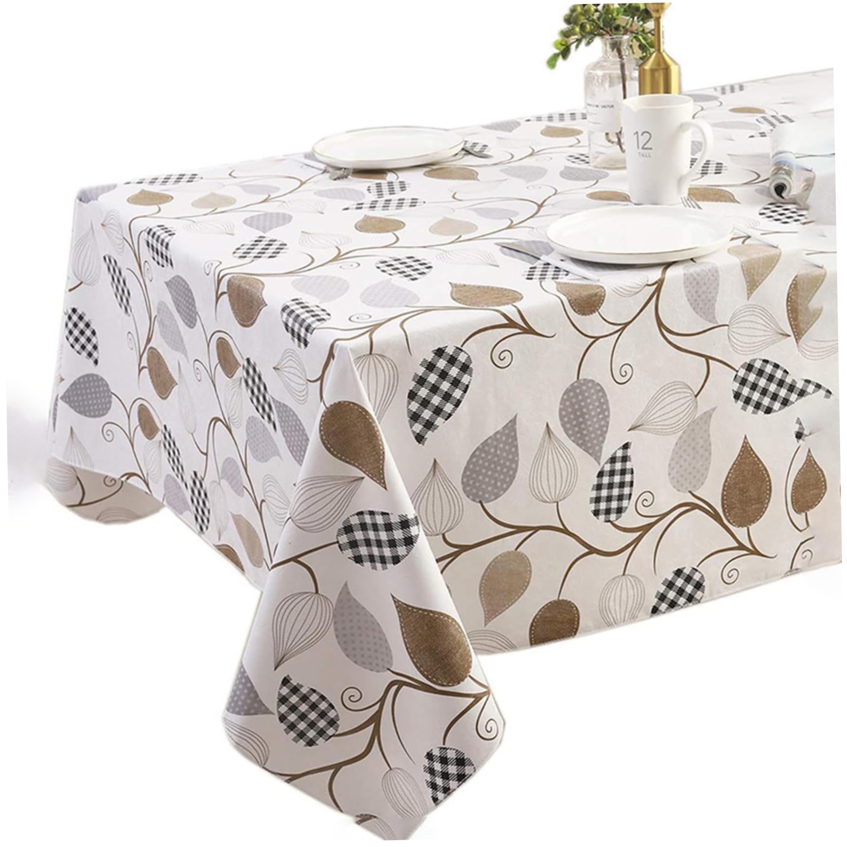 Couverture de table à manger anti-tache en PVC feuilles d'arbre pour repas sans stress