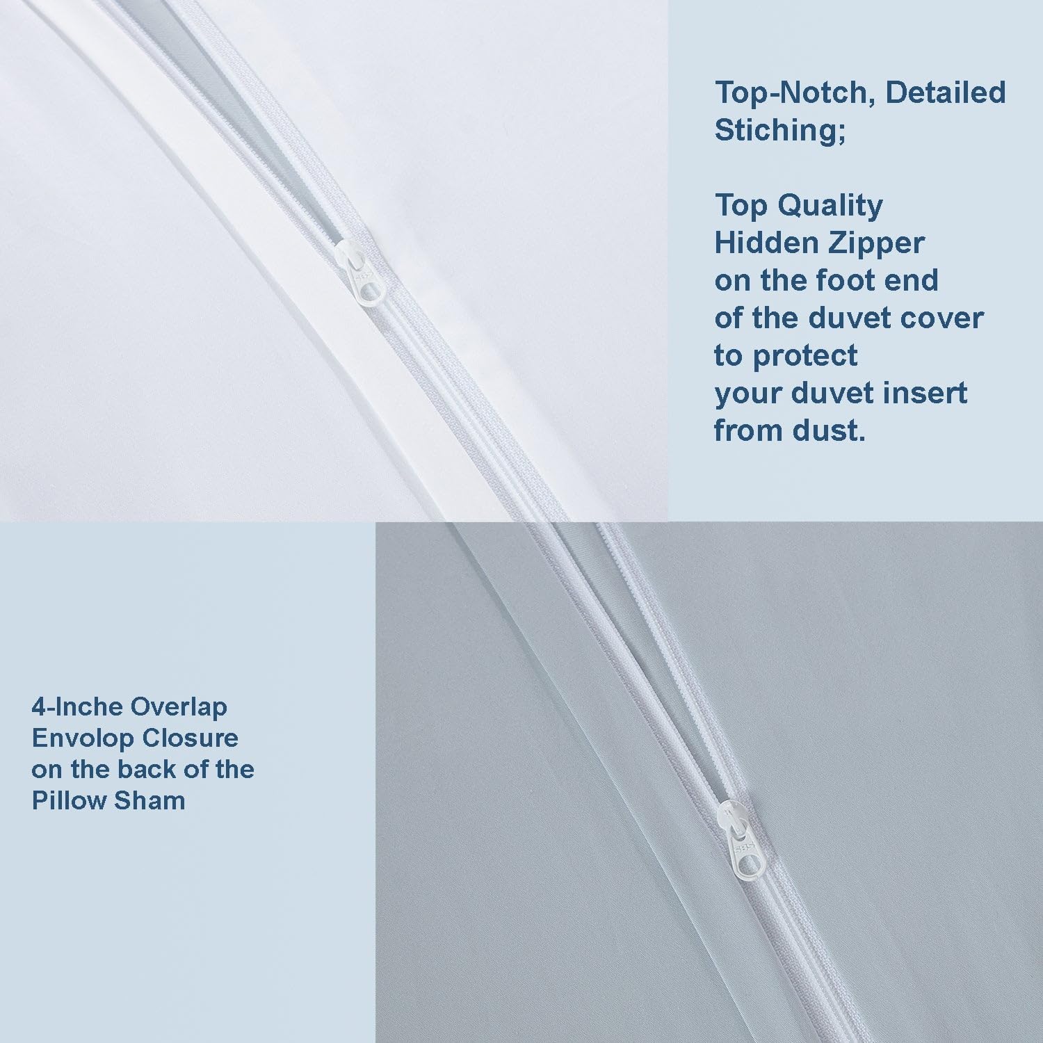 THE COTTON & SILK® 100% Luxury Long-Staple Cotton Duvet Cover - Soft & Breathable - Include 1 Duvet Cover with Corner Ties & Hidden Zipper - Misty Blue, Twin Size