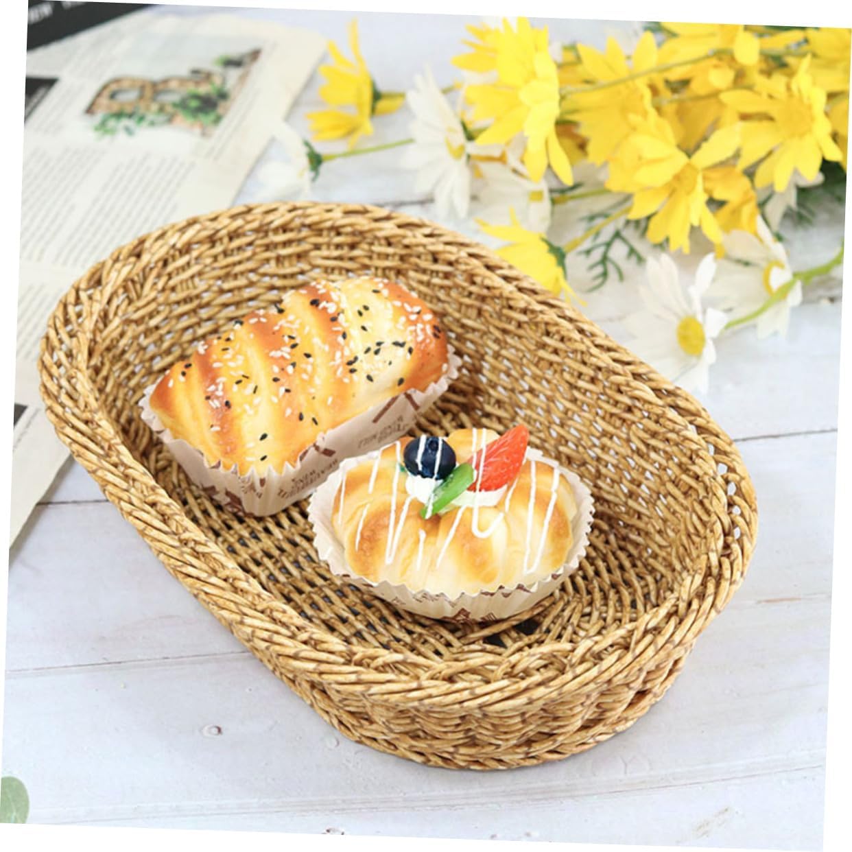 Plastic Khaki Fruit Basket, Modern Rectangular Storage and Decoration