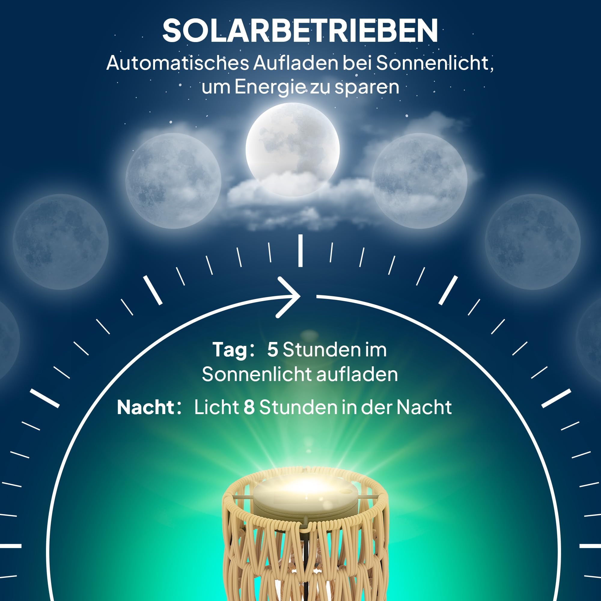 Outsunny Solar Stehlampe mit Lichtsensor 3 Lichte Regal Ø37 x 144H cm