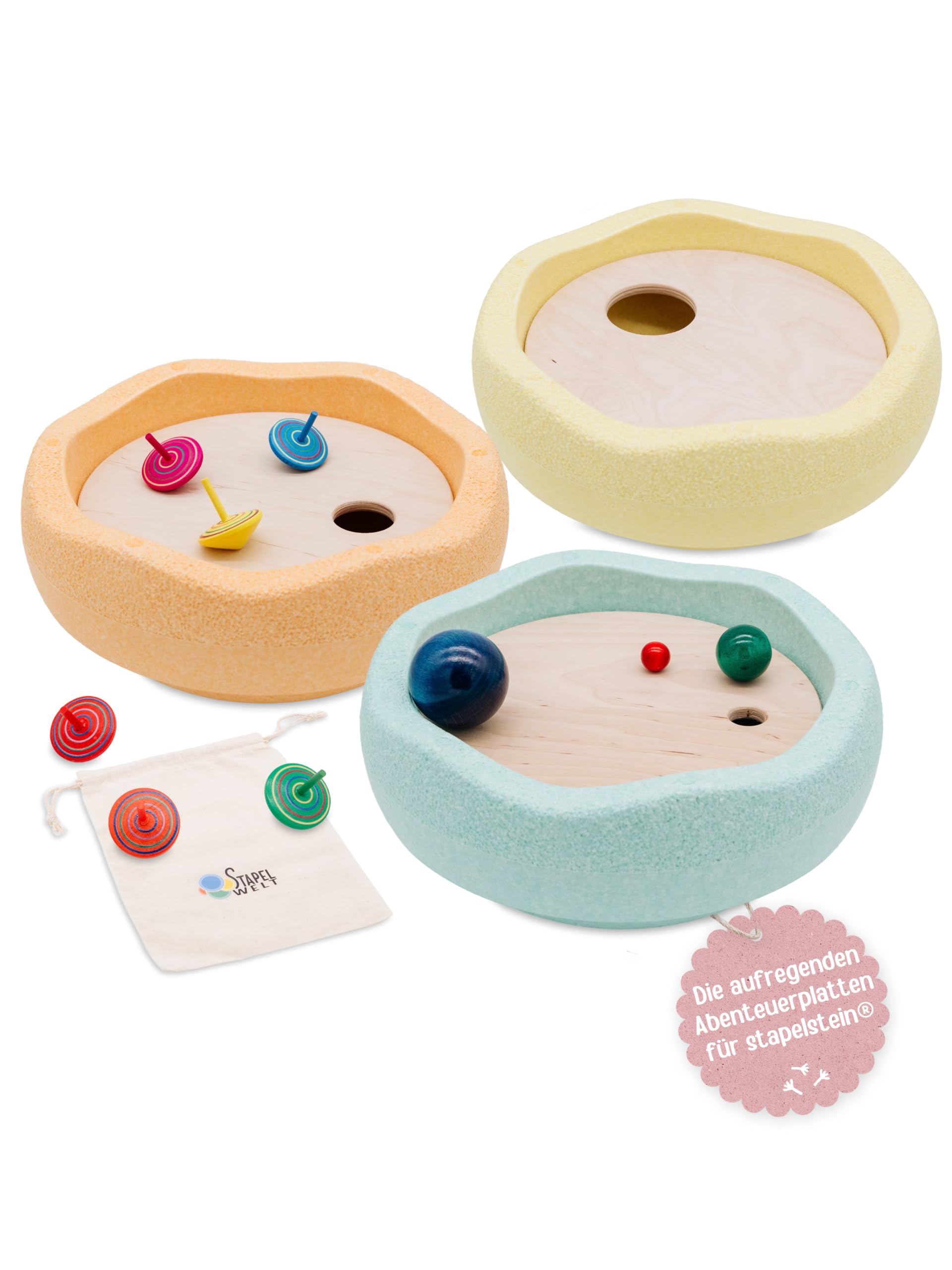 Abenteuerplatten für Stapelstein®, Zubehör für Stapelsteine®, Indoor und Outdoor zum Üben und Lernen, Geschenk Geburtstag, Montessory Motorikspielzeug, Sensory Play (Classic)