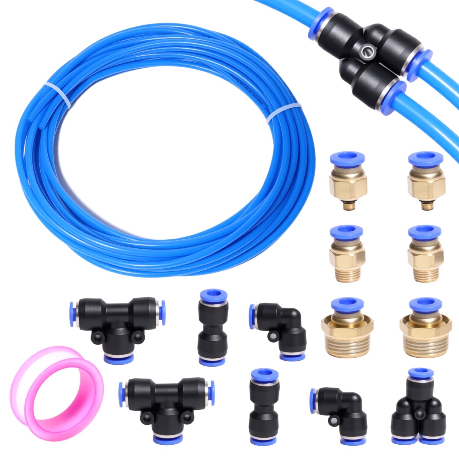 Tuyau à air en polyuréthane 6mm tube flexible bleu pour air comprimé et liquide 10m