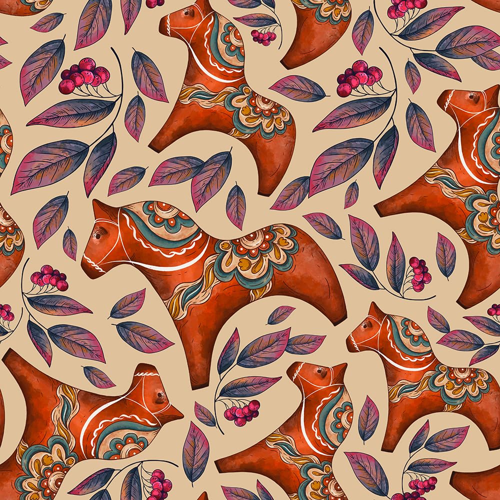 VistaPalette 18"x236" Boho Scandinavian Horse Decorations Peel and Stick Self Adhesive Wallpaper Removable Contact Paper Stick on Easy Peel Off Wall