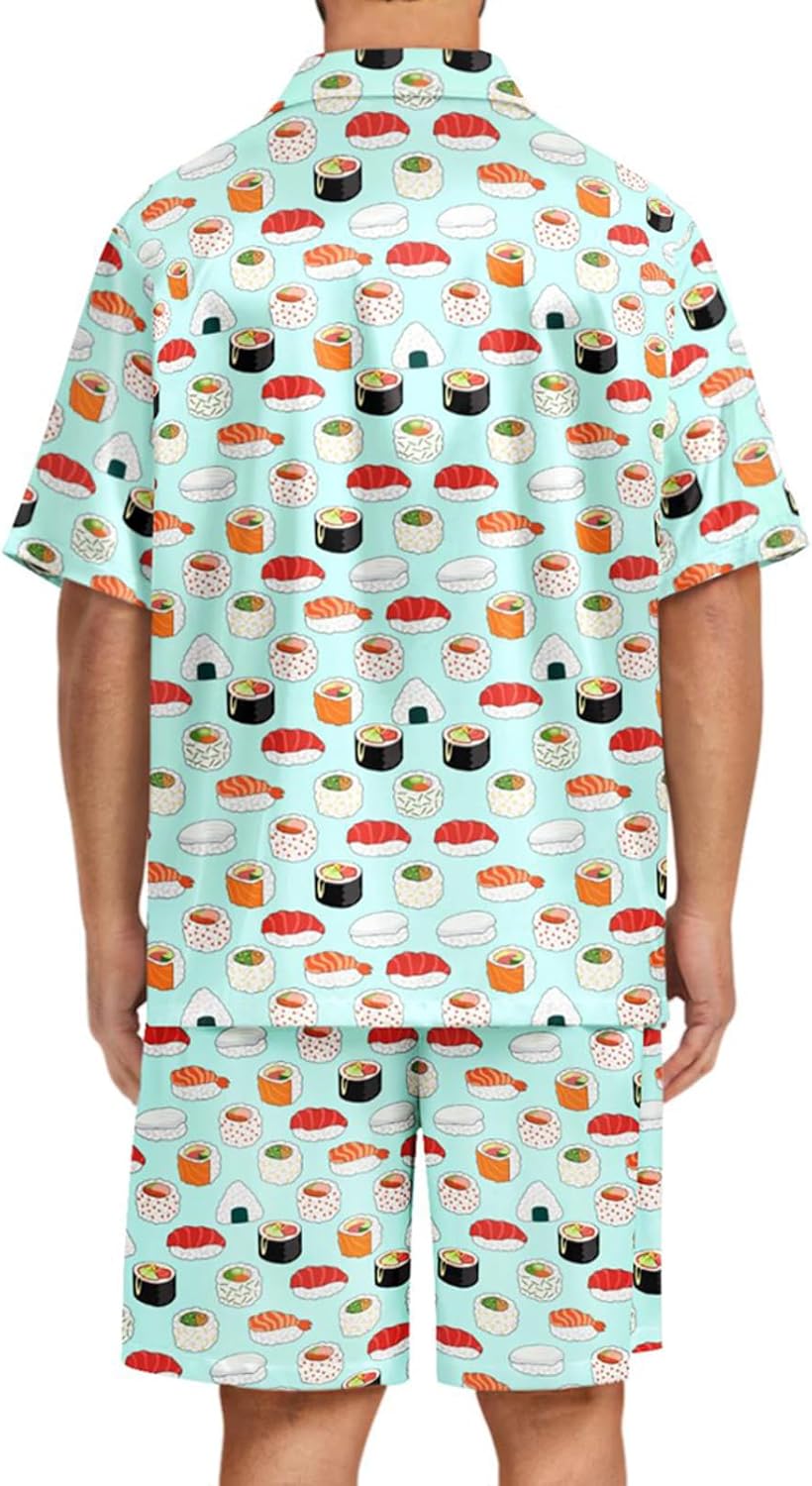 Mens Pajama Set Short Sleeve Sleepwear Button Down Summer Loungewear Lightweight Soft Comfy - Image 2