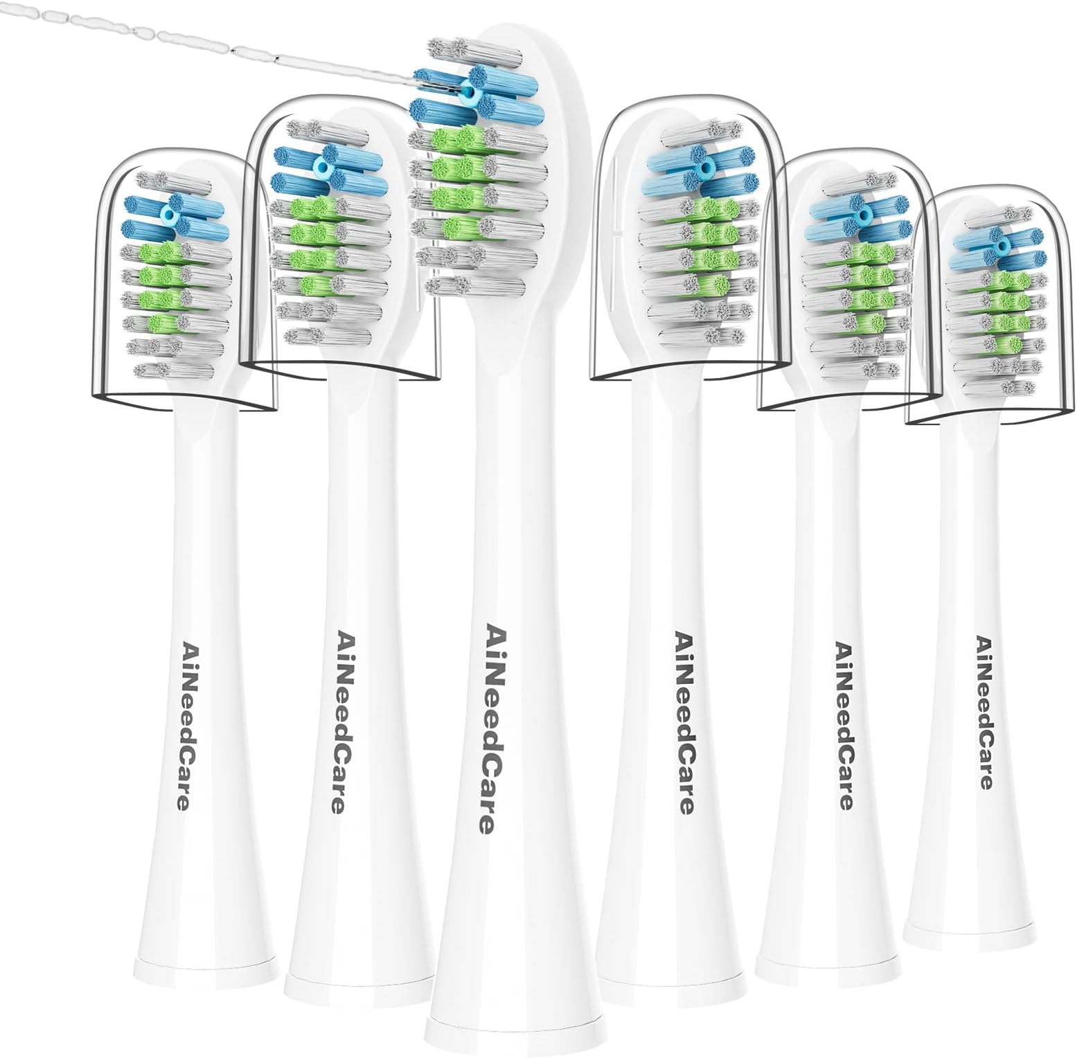 Toothbrush Head Replacement for Waterpik, 6 Pack Flossing Brush Heads Compatible with Water-pik Sonic Fusion 2.0 / SF-01, SF-02, SF-03 & SF-04