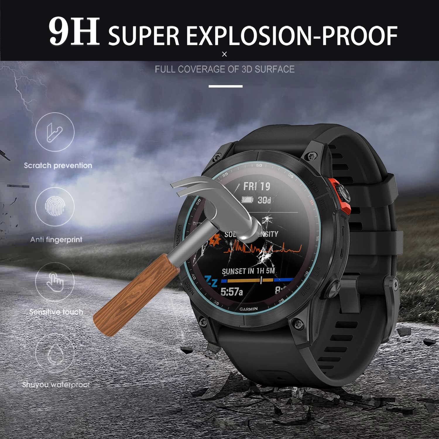 ggooig 4 pack for garmin fenix 7 screen protector tempered glass screen protector for garmin fenix 7 47mm7 solar7 sapphire solar anti scratch bubbl