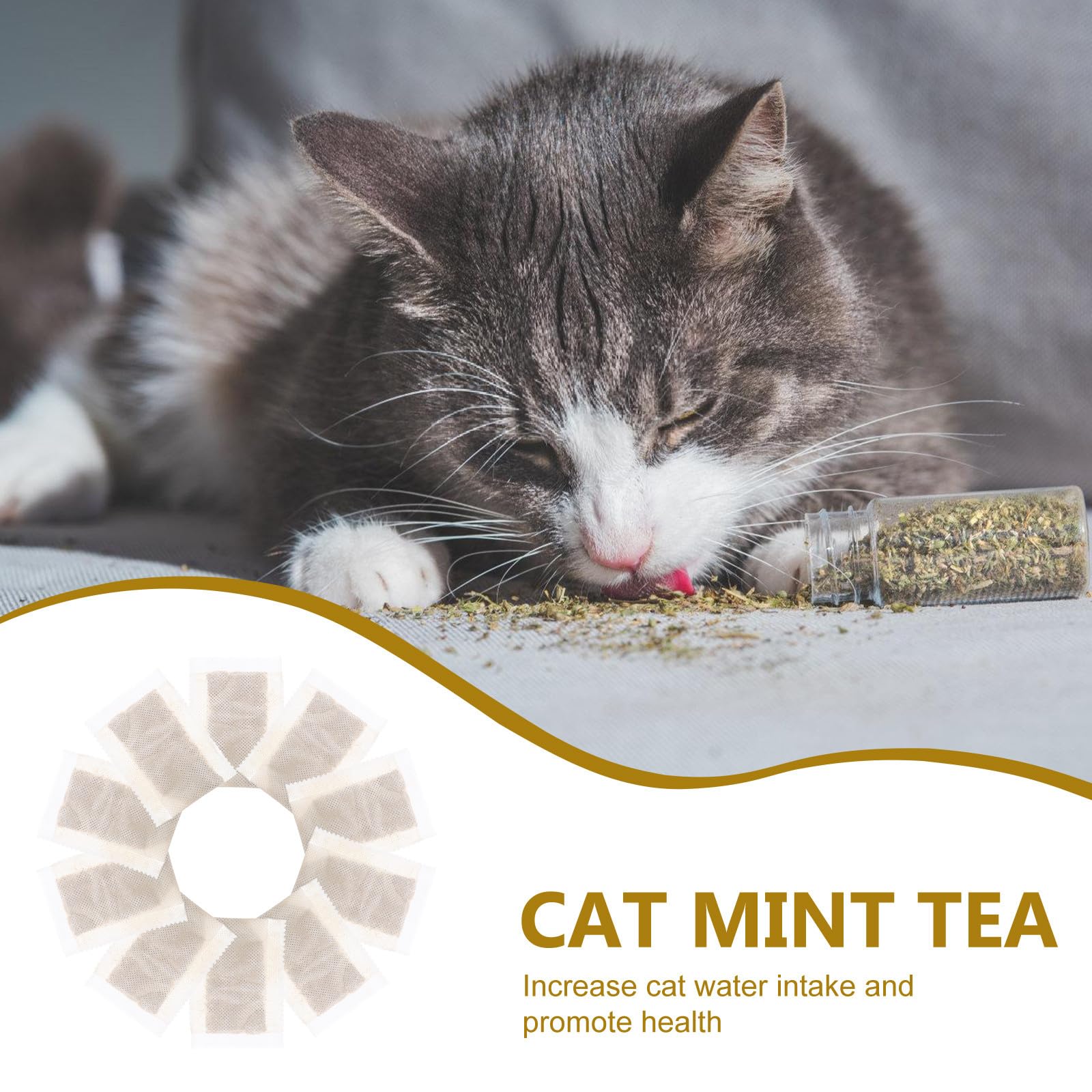 Bustine di tè al Catnip per Gatti Beige 10 2g Ciascuna, Ricarica Naturale per Giocattoli e Cuscini Tono Dell'umore dei Gatti