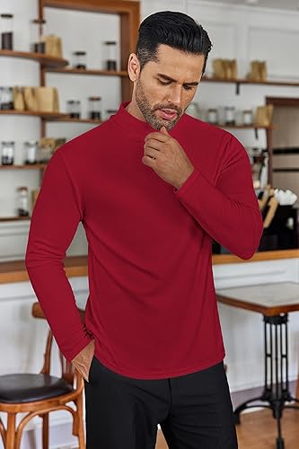 Miniatura 2 de Ekouaer Camisas de cuello alto falso para hombre, manga larga, básica, cuello de tortuga, suéter térmico ligero