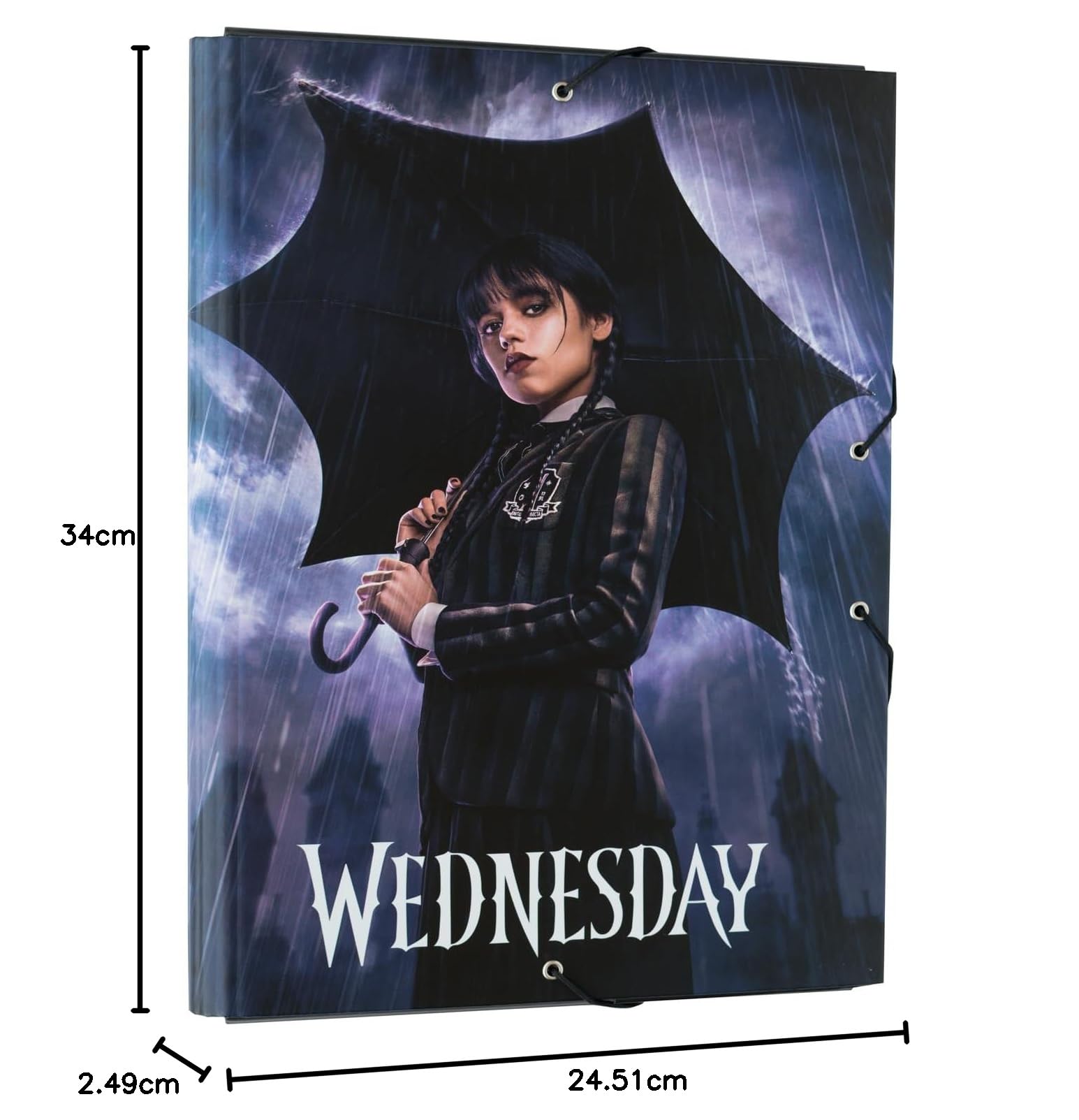 Grupo Erik Teczka A4 – prezenty środowe, teczka na dokumenty z 3 klapkami, 34 x 25,5 cm, organizer na dokumenty, teczki szkolne, prezenty Wednesday Addams