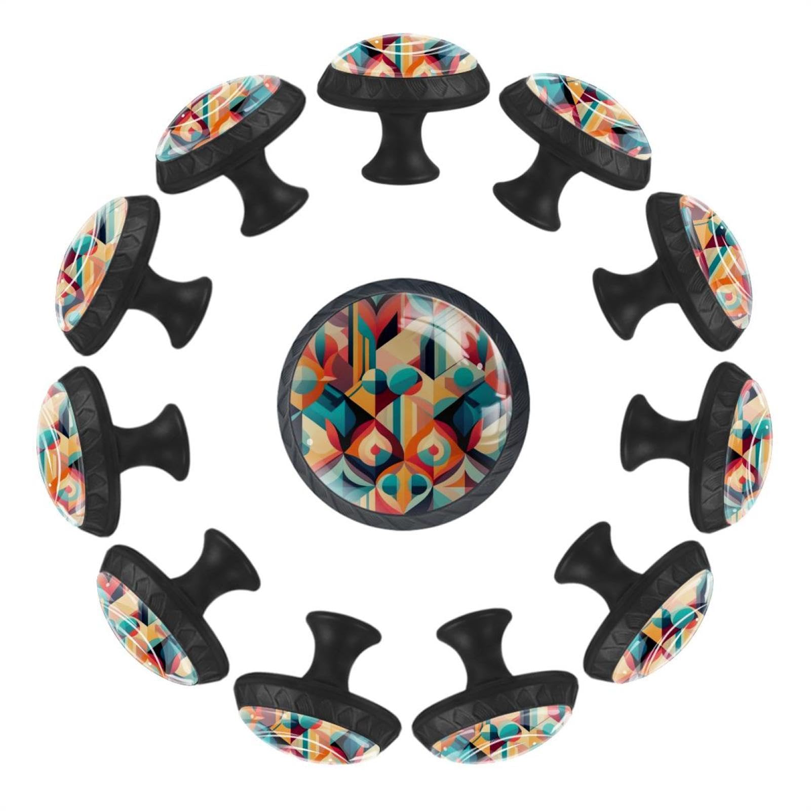 Boutons d'armoire ronds au design abstrait coloré pour relooker la cuisine