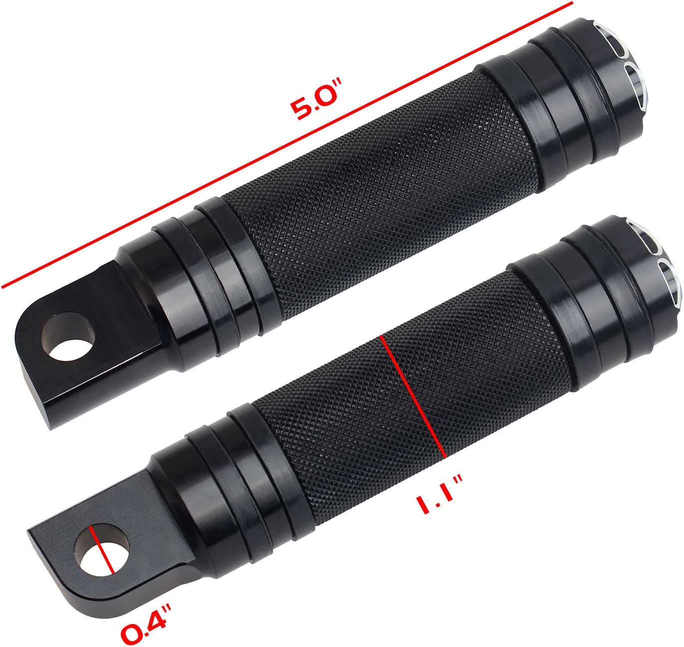 NTHREEAUTO Black Mounting Footpegs, Male Billet Footrests, Motorcycle Passenger Pedals Compatible with Harley Sportster, Dyna, Road King