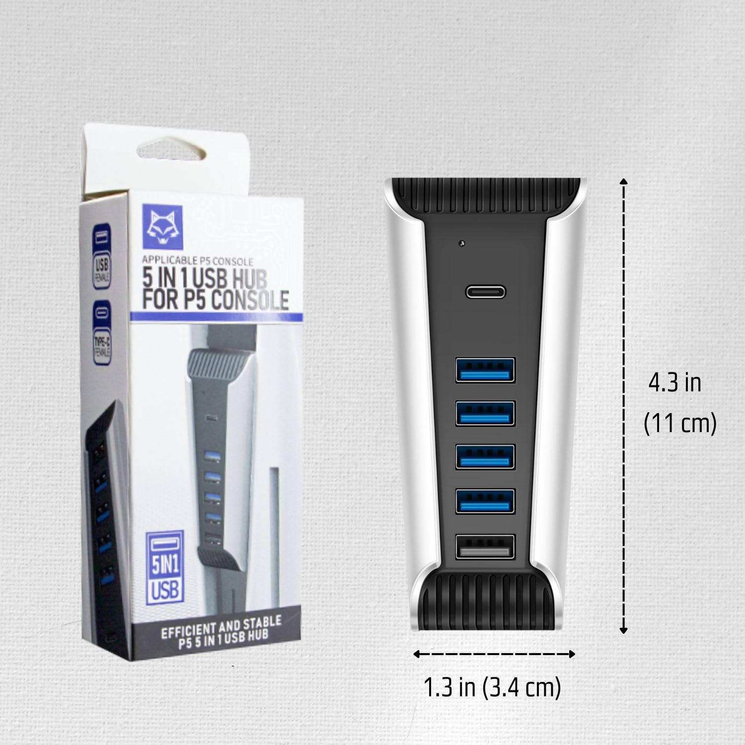 TNP Hub USB per console PS5 – Extender porta USB ad alta velocità per accessori PS5 con 4 x USB 2.0, 1 x USB 3.1 e 1 x porta di ricarica, adattatore di espansione USB per console Playstation UHD e