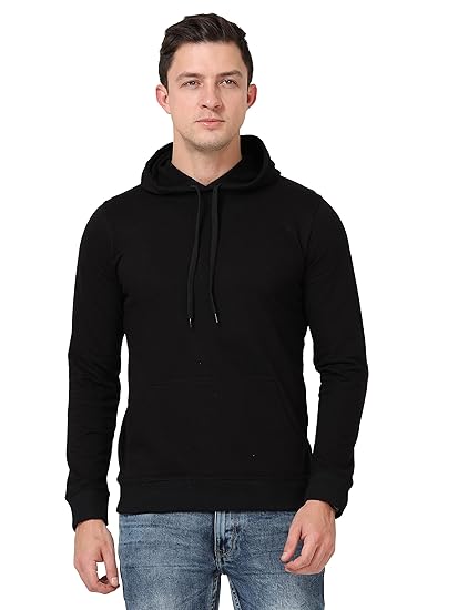 Men's Cotton Hooded Neck Solid Full Sleeve Hoodies with Kangaroo Pocket