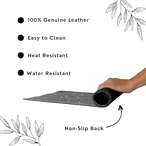 Miniatura 6 de Khiva Alfombrilla de escritorio de cuero real  Alfombrilla grande para mouse  Tapete de computadora de 28 x 13 pulgadas para escritorio  Alfombrilla