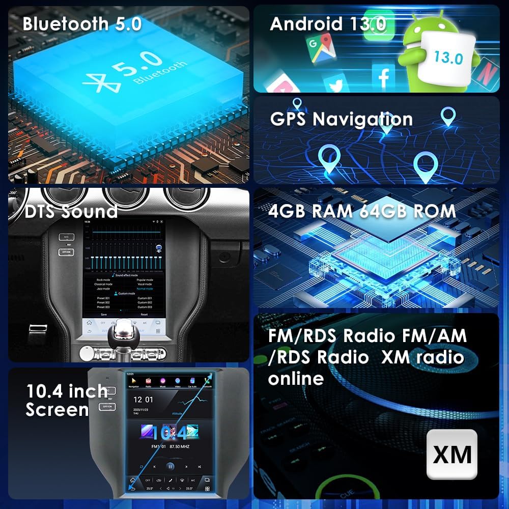 Car Radio for Ford Mustang 2015-2021 4G-64G Base