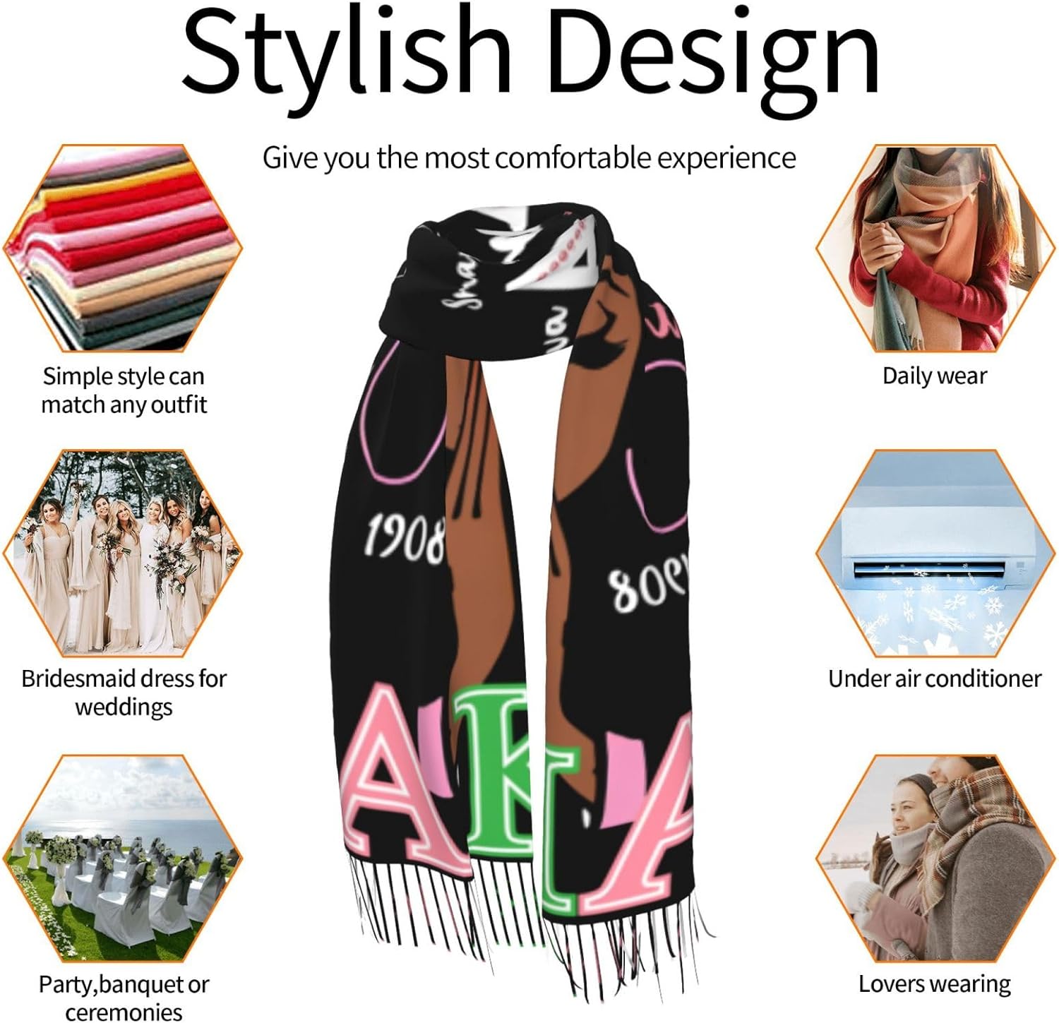 HoLiv Scarf Paraphernalia Sorority Gifts For Women Shawl Cashmere Feel Large Oversized Scarves Wraps - Image 6