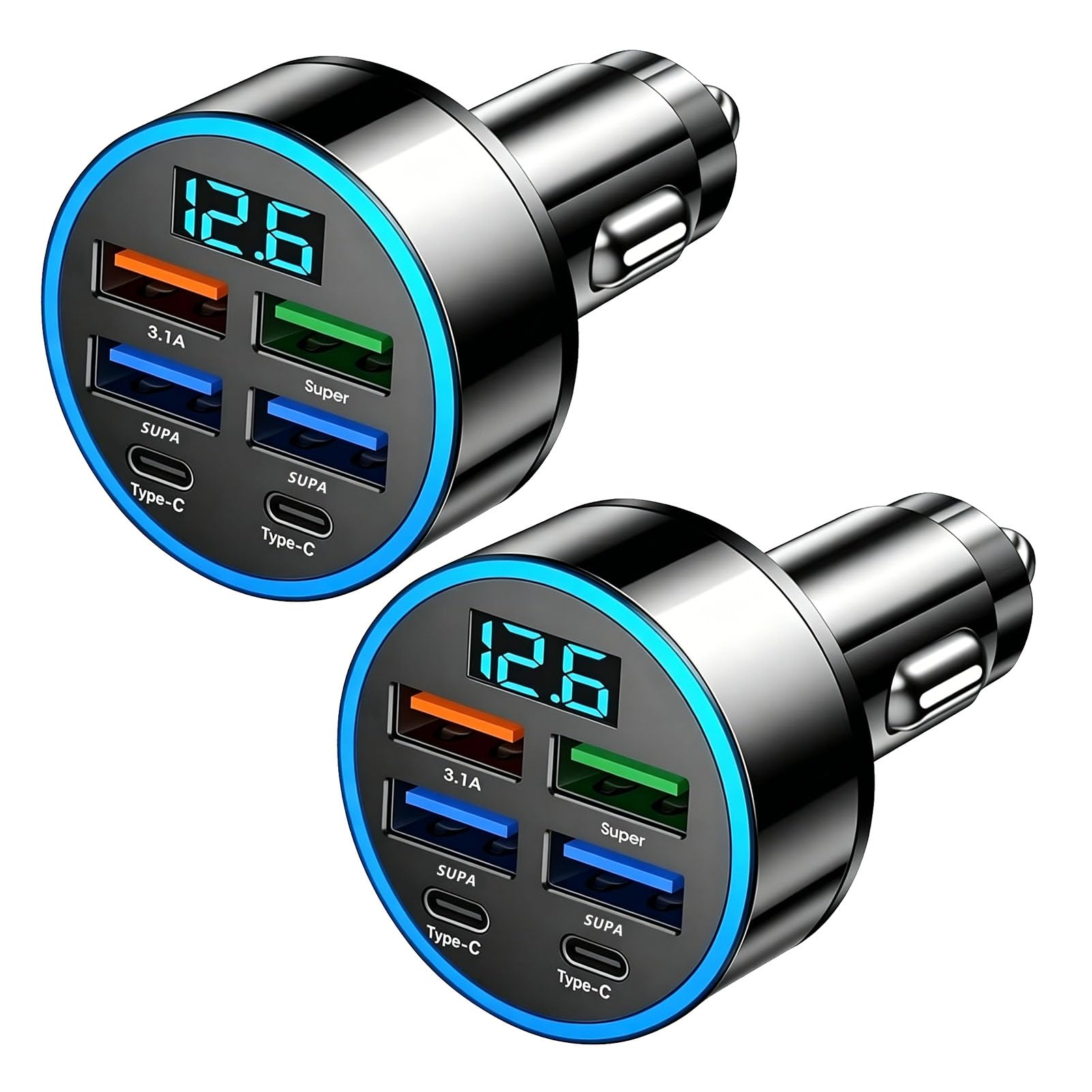 Cargador USB C multi puerto con carga rápida 66W para coche 8