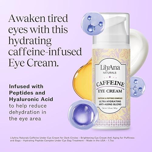 Miniatura 2 de LilyAna Naturals Crema de ojos con cafeína con péptidos para ojeras, hinchazón, líneas finas y arrugas, 1.0 oz