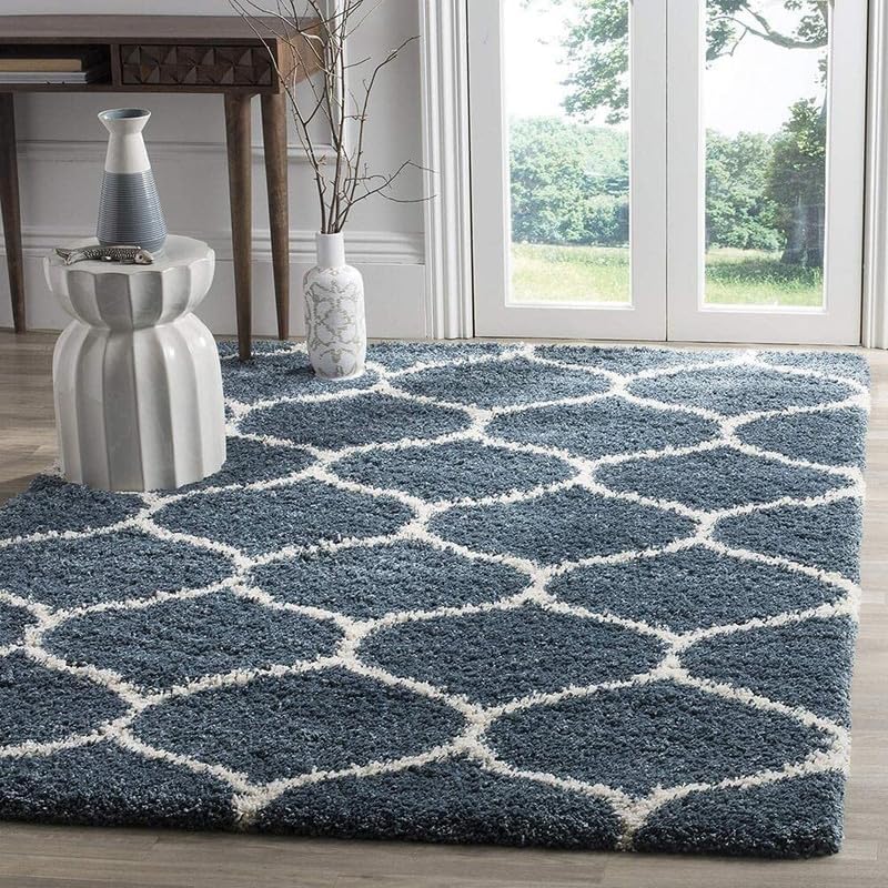 Image of Carpet for Living Room 5X7 FEET Modern Soft Shaggy Carpet Thick, Fluffy & 2 inch Pile Shag Rug for Your Kids Room, Bedroom & Livingroom (Slate Blue Ivory)