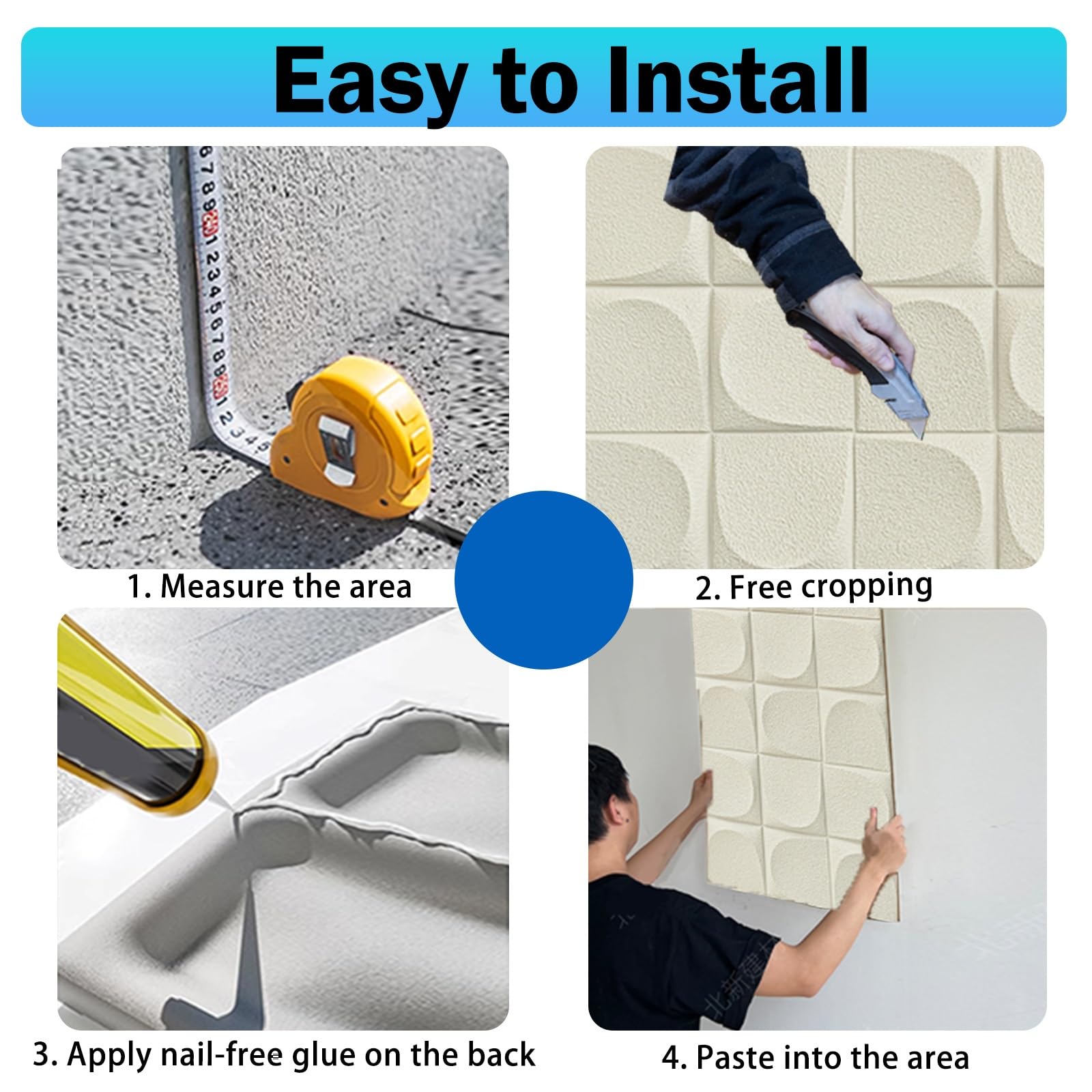 paneles decorativos para pared Paneles de pared texturizados 3D para decoración de interiores y exteriores, ideales para alquileres, paquete de 4 paneles de poliuretano, fácil instalación, para hotele