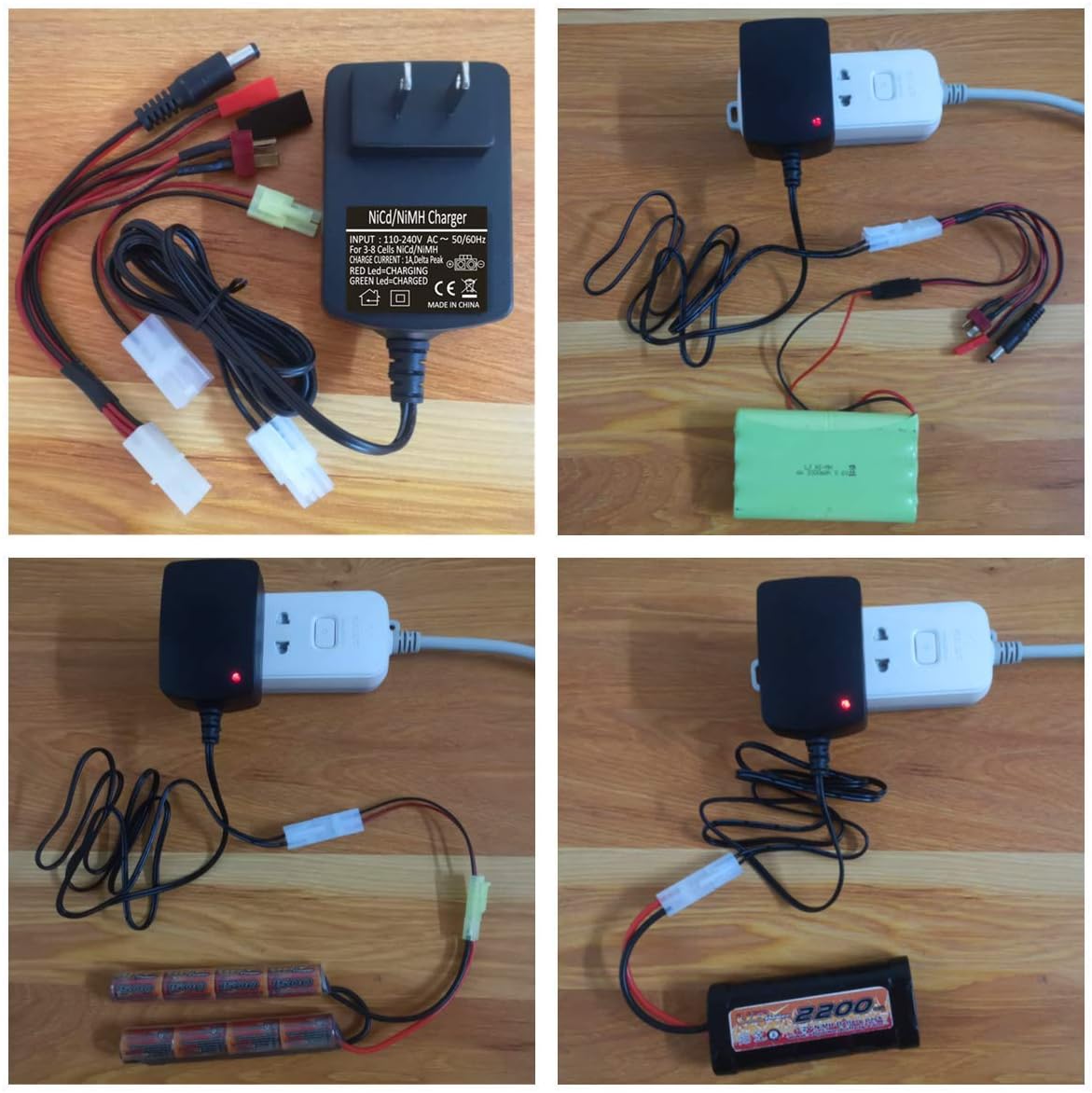 Sourcingpower RC Battery Charger for 3.6V,4.8V,6V,7.2V,8.4V,9.6V NiMH/NiCd Battery Packs Hobbies Airsoft Batteries,RC Car,Truck,Airplanes,Air Gun,with Tamiya,Hitec,RX,JST,T Plug : Toys & Games