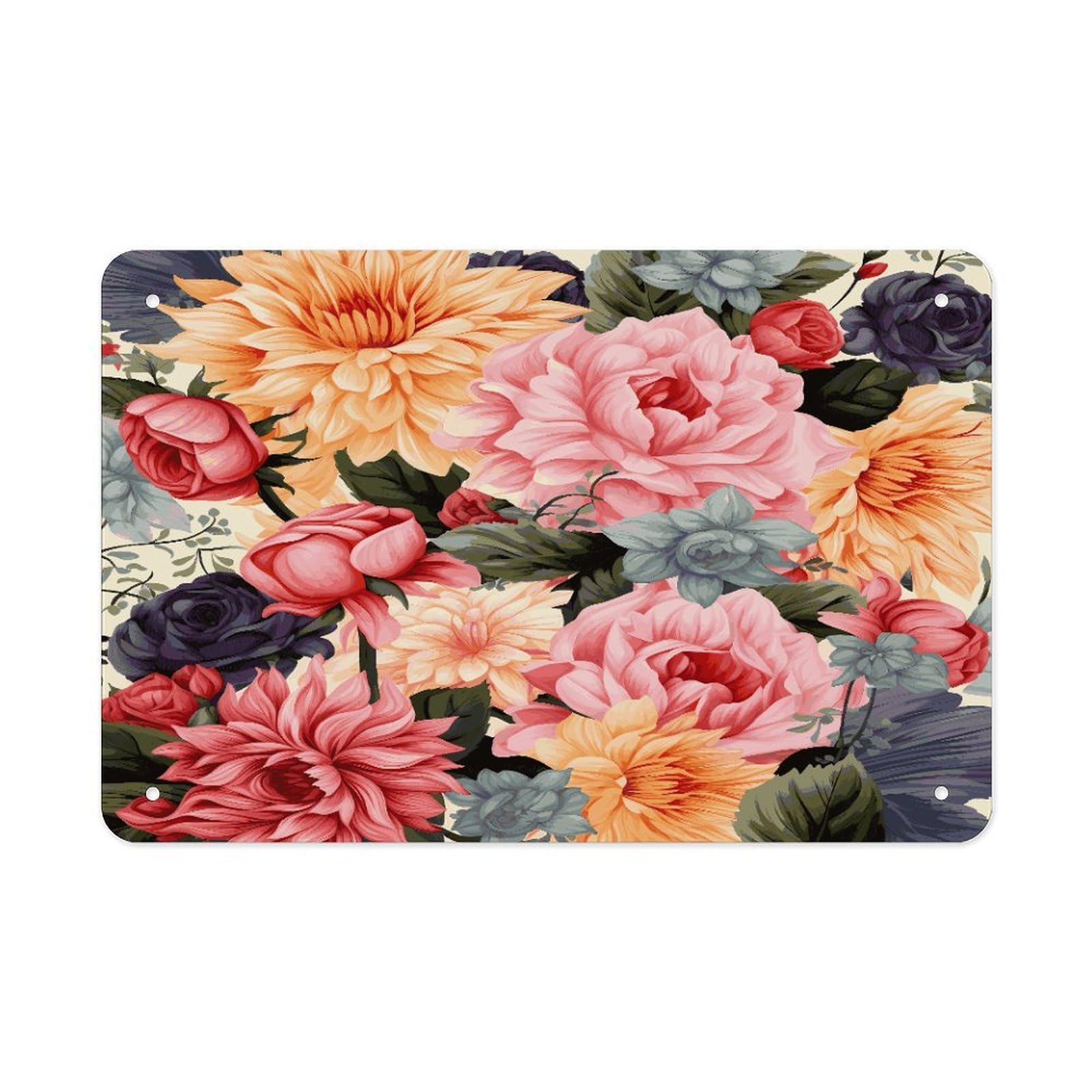 Fodpand Style Flower Pattern Wall Art Metal Signs Tin Sign