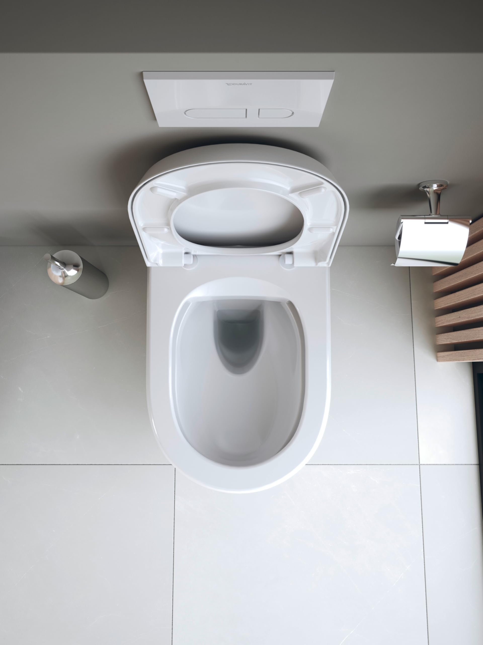 Duravit Qatego WC suspendido, cisterna baja, 385x570x360mm, salida horizontal, sin borde, 255609, Color: Blanco