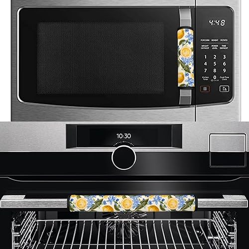 Miniatura 228 de Juego de 4 fundas protectoras de repuesto para manija de puerta de refrigerador con temática de té de la tarde para microondas, horno, refrigerador