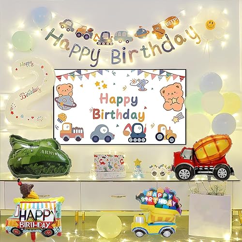 Miniatura 7 de 9 globos de transporte, globos de papel de aluminio de TACYKIBD Vehículos, tren, ambulancia, policía, auto, camión de bomberos, autobús escolar,