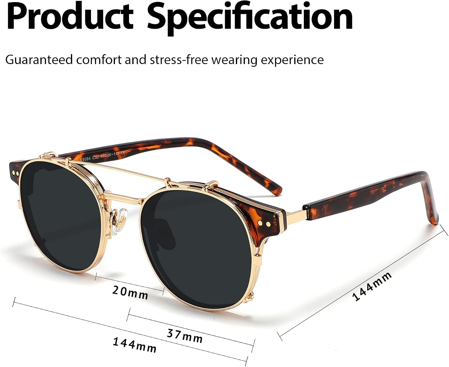 Technigadgets Pedro Steampunk Double Lens Clip On Men Sunglasses Retro Polarized Double Bridge Metal Frame UV 400 Protection image 4