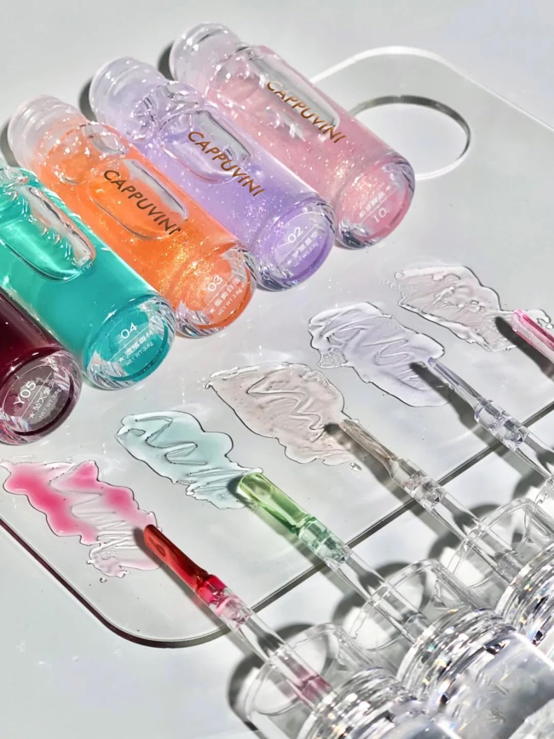 Cappuvini Brilliant Lip Oil | Lightweight Moisturizing Formula with Gold Pearl Shimmer | Trendy Shades - Transparent Pink, Purple, Orange Pearl, Wine Red | Cute Glass Aesthetic Packaging | Lip Protection & Hydrating Repair & Soft Lips | Best Plump Lip Oil For Girls & Teens Women (01# Transparent Pink Gold Pearl, 2.8g)-image-9
