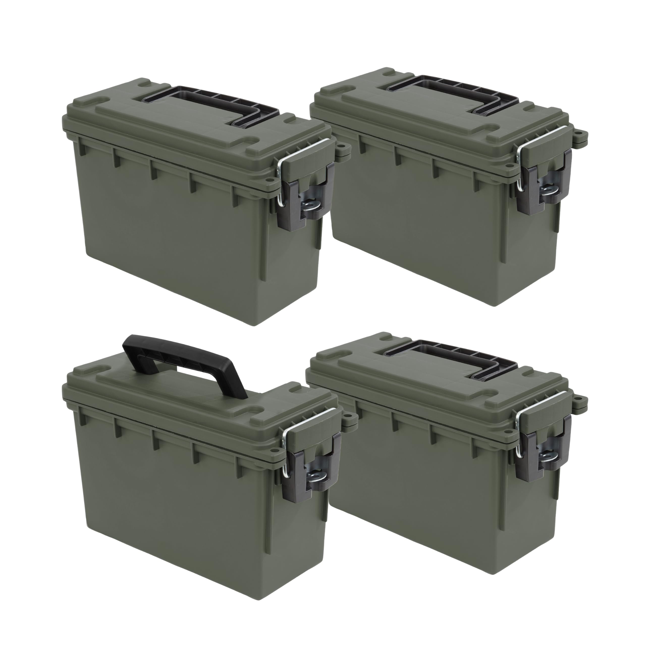 Sheffield 12757 4-Pack Ammo Storage Box, Stackable .30 Cal Field Boxes, Water and Dust Resistant, Lockable Storage Box with Handle, Secures Hunting