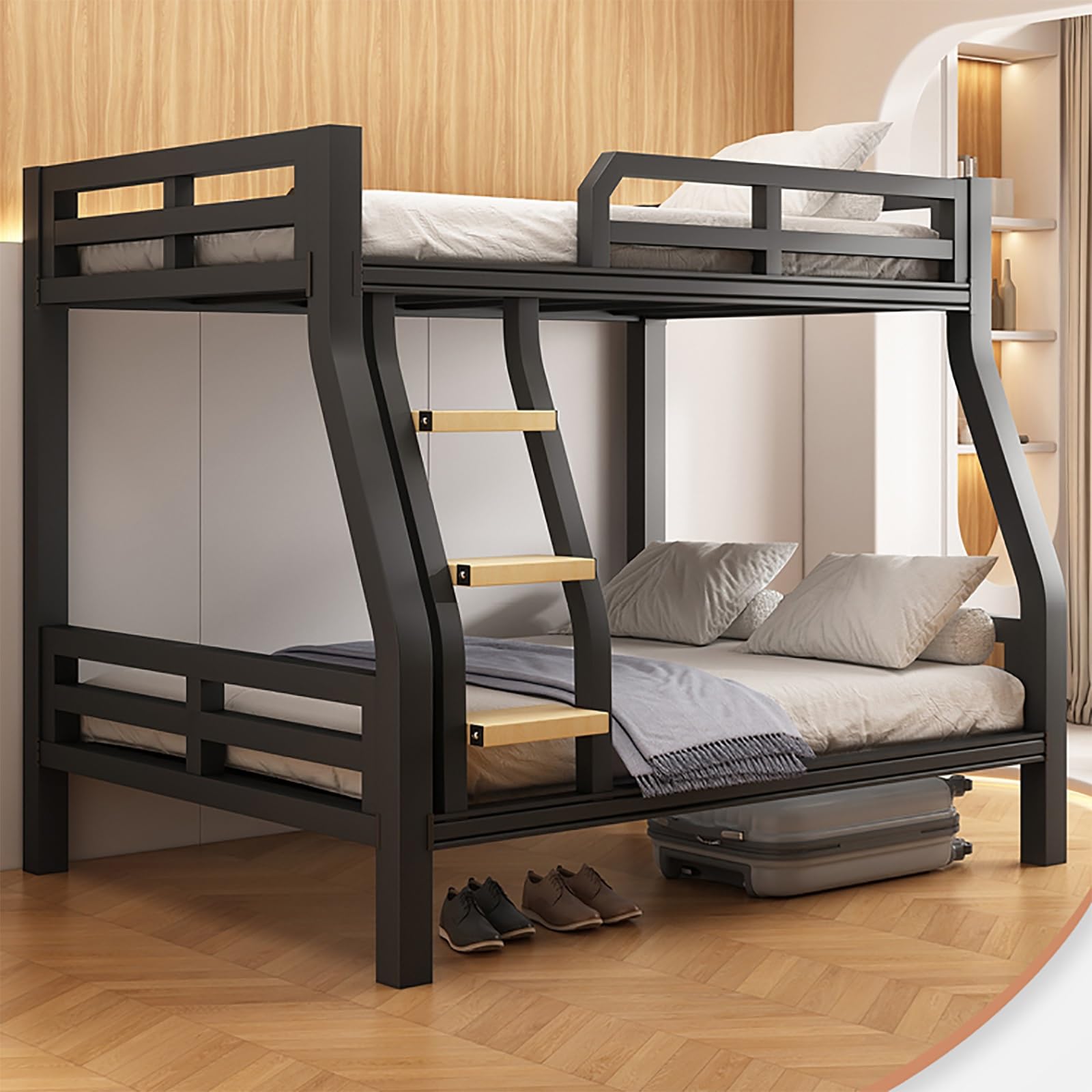 RK1361 【特別特価】耐荷重200kg！頑丈な業務用二段ベッド　マットレス付き Amazon｜NEONMAN 二段ベッド 大人用 ロフトベッド 2段ベッド 頑丈