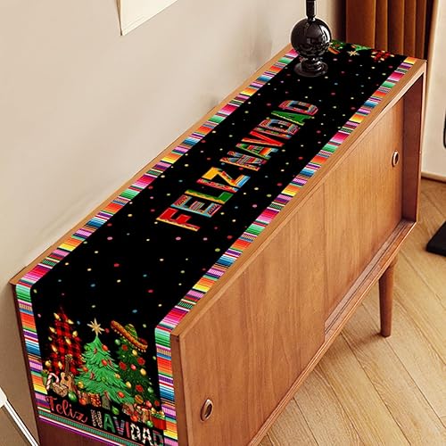 Miniatura 5 de Nepnuser Feliz Navidad Camino de mesa mexicano Navidad invierno vacaciones decoración hogar cocina comedor decoración