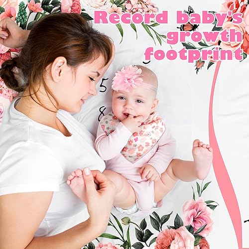 Miniatura 5 de Chumia Juego de 6 mantas mensuales de hitos para bebé, niña y niño, manta para la edad del bebé, manta para el mes del bebé, manta con tabla de